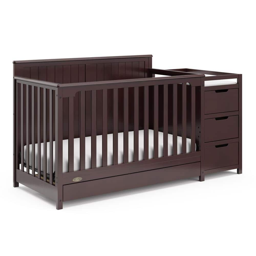 Graco Hadley Espresso 4 in 1 Convertible Crib and Changer with Drawer 04586 709 The Home Depot