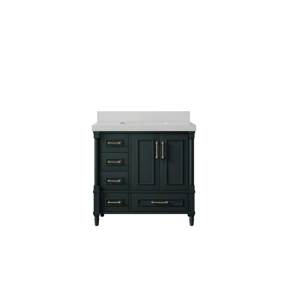 Hudson 36 in. W x 22 in. D x 36 in. H Single Sink Bath Vanity Center in Dark Green with 2 in. Carrara Quartz Top price history on PriceWatchPro