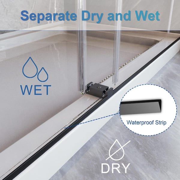 FEKEWIO Shower Doors Double Sliding Frameless 56-60