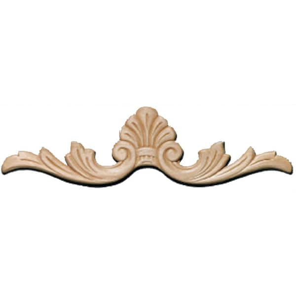 HOUSE OF FARA 1/4 in. D x 3-1/8 in. W x 12 in. L Birch Wood Shell & Wings Accent Applique and Onlay Moulding