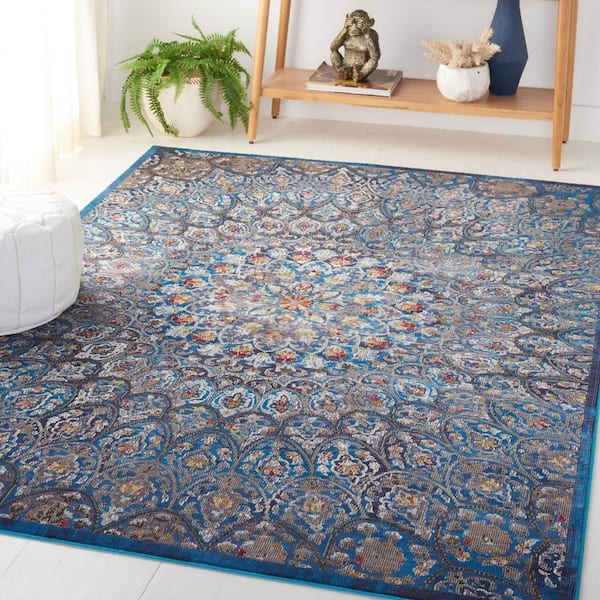 Aria 5 ft. x 7 ft. Navy/Gold Medallion Area Rug
