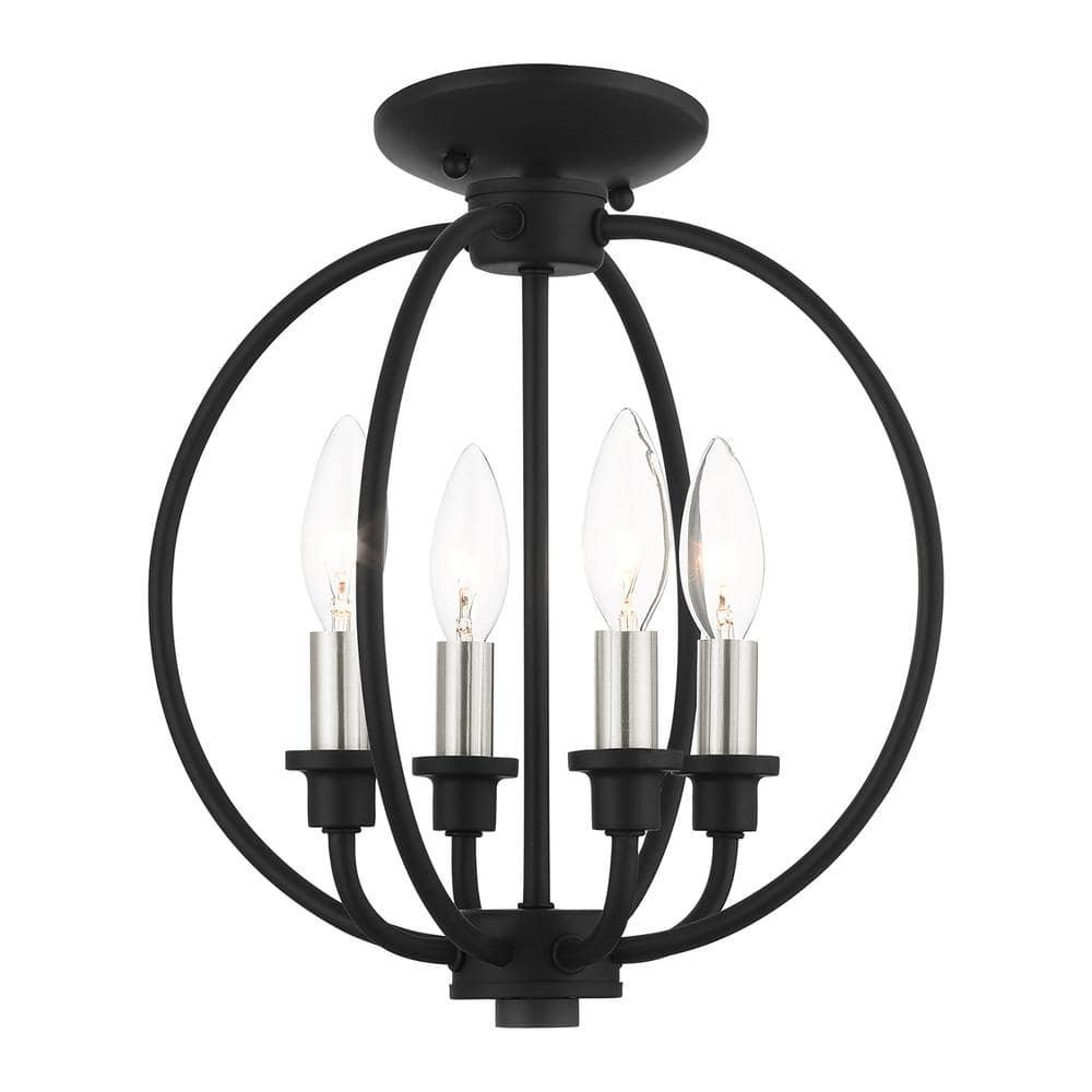 Elegant Black and Brushed Nickel 4-Light Crystal Pendant