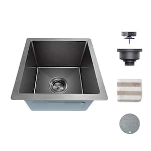 Bright Black T304 Nano Stainless Steel 14 in. L Single Bowl Undermount Kitchen Sink without Faucet