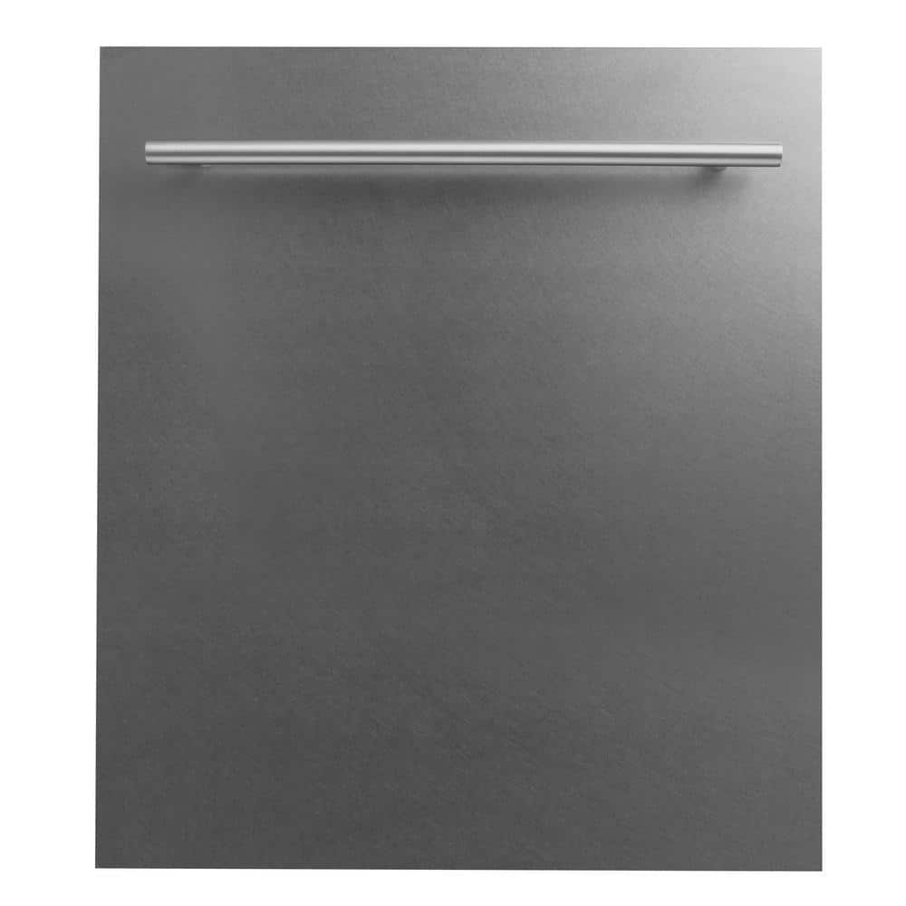 ZLINE Kitchen and Bath 24 in. Top Control 6-Cycle Compact Dishwasher with 2 Racks in Fingerprint Resistant Stainless Steel & Modern Handle
