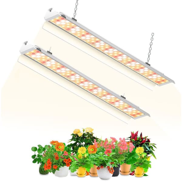 White Grow Light 2 ft. Full Spectrum 2-Pack 80W 2 x 40W, 600W Equivalent Sunlight Plantlight Superbright Growlight trips