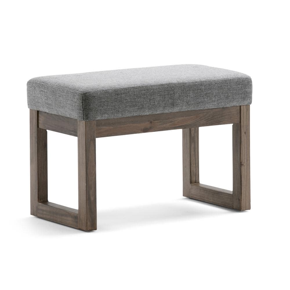 Modern Grey Linen Look Narrow Profile Footstool Bench