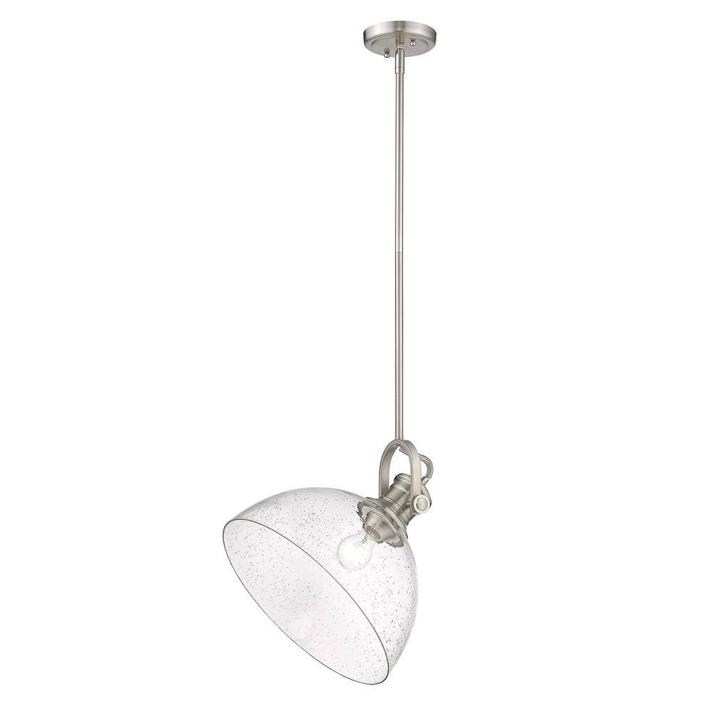 Transitional Pewter 13.5'' Bowl Pendant with Opal Glass Shade