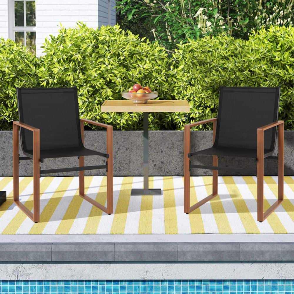 Set of 2 Metal Patio Outdoor Dining Chairs with Breathable Backrest and Seat in Black price history on PriceWatchPro