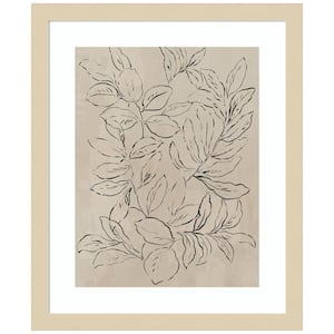 "Outlined Leaves II" by Asia Jensen 1-Piece Wood Framed Giclee Nature Art Print 14 in. x 17 in.