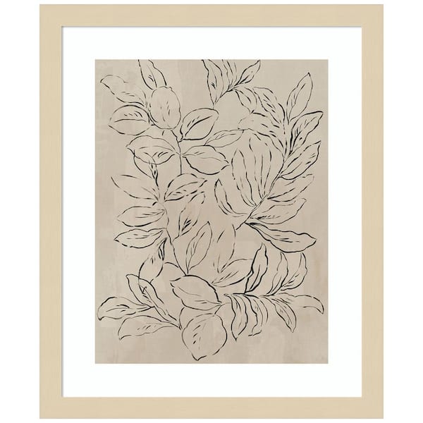 Amanti Art "Outlined Leaves II" by Asia Jensen 1-Piece Wood Framed Giclee Nature Art Print 14 in. x 17 in.