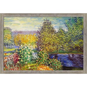 Corner of the Garden at Montgeron by Claude Monet Metropolitan Pewter Framed Oil Painting Art Print 39.5 in. x 27.5 in.