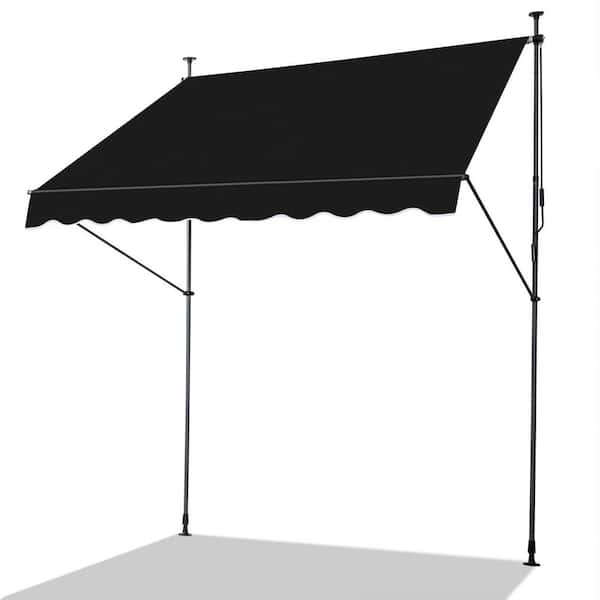 6.5 ft. Metal Manual Patio Retractable Awning (59 in. Projection) in Black