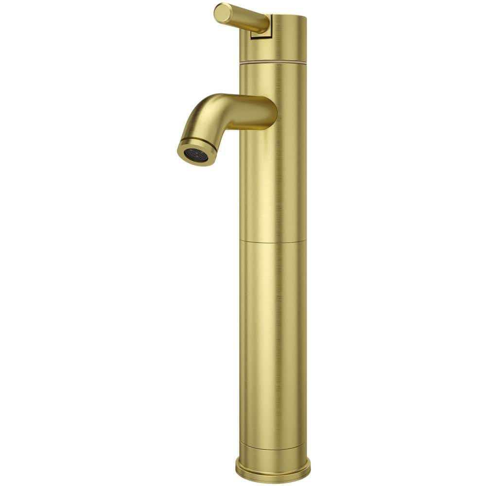 Pfister Contempra Single Hole Single Handle Vessel Bathroom Faucet In Brushed Gold Lg40 Nbg00 The Home Depot