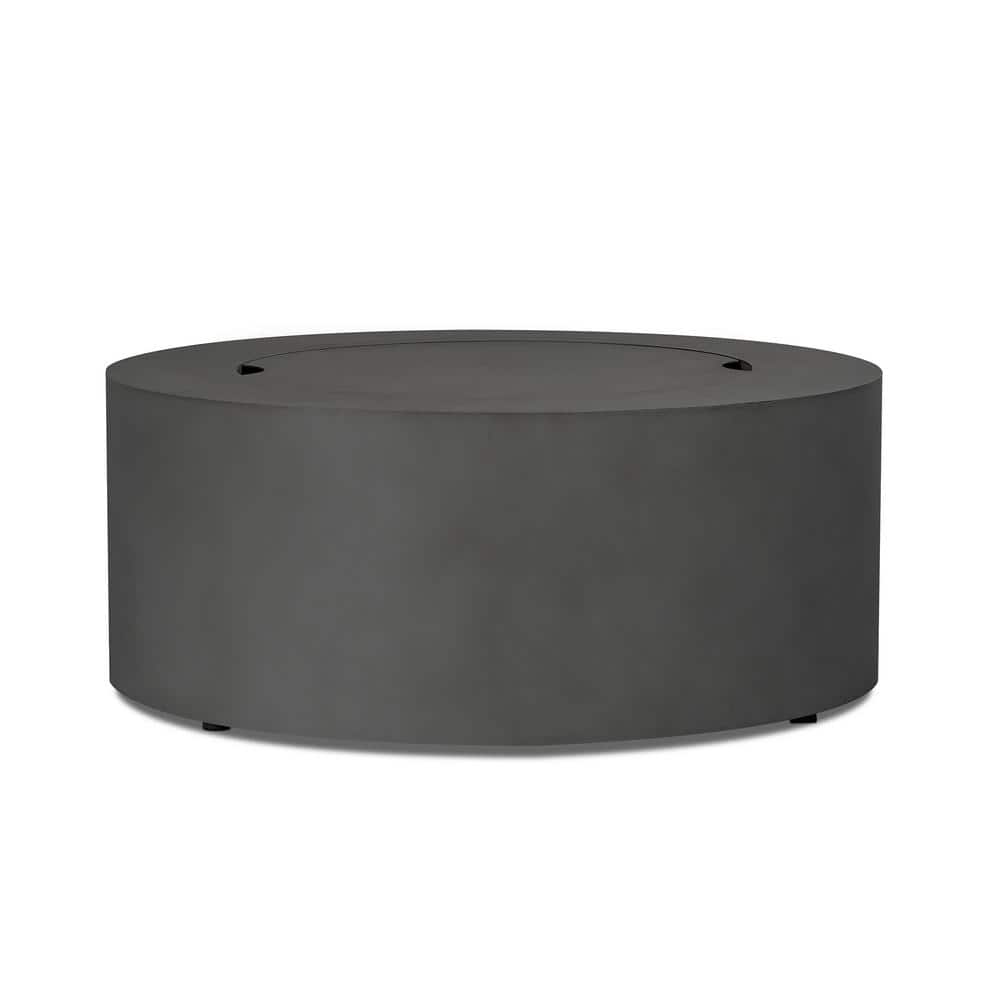 Aegean 36" Round Weathered Slate Steel Propane Fire Pit Table
