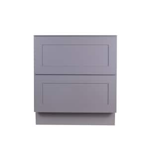 Bremen 30 in. W x 24 in. D x 34.5 in. H Gray Plywood Assembled 2-Drawer Base Kitchen Cabinet with Soft Close