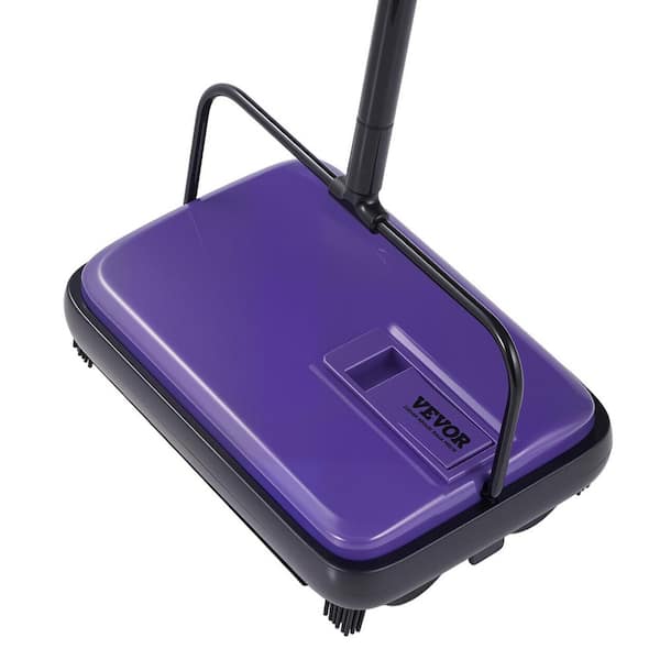 Carpet Sweeper Manual, Floor Sweeper with 300 ml Dustbin Capacity Easy to Empty, 6.7 in. Cleaning Width, Purple