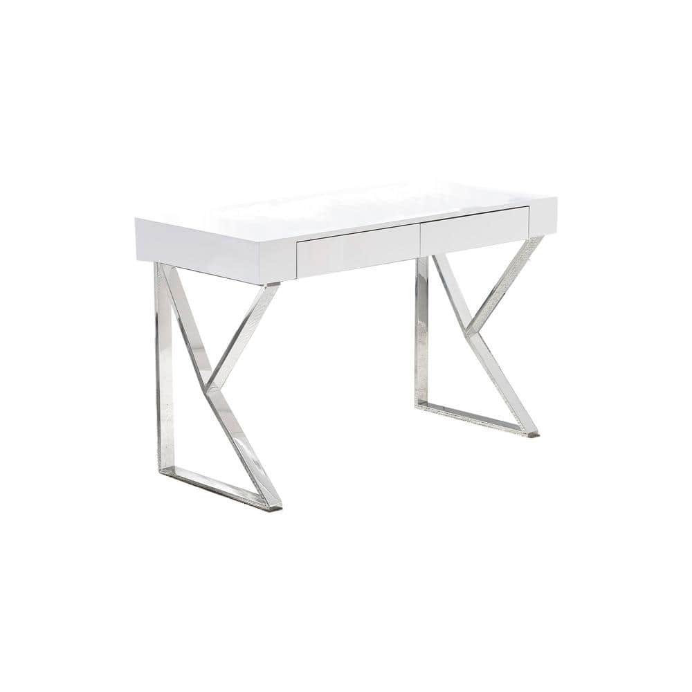 White Wood Computer Desk with Drawer, 47"
