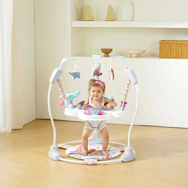 Baby Bouncer, Baby Activity Center 360° Rotation & Adjustable Height, Toddler Play Jumper with Developmental Toys