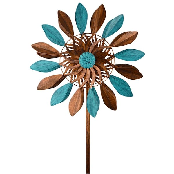 Unbranded 84 in. Metal Blue/ Bronze Leave Spinner
