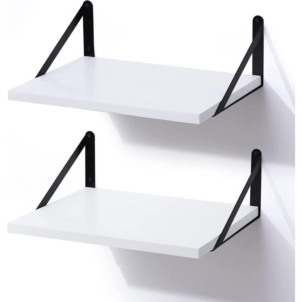 17 in. W x 12 in. D White Wood Decorative Wall Shelf Floating Shelves Decor