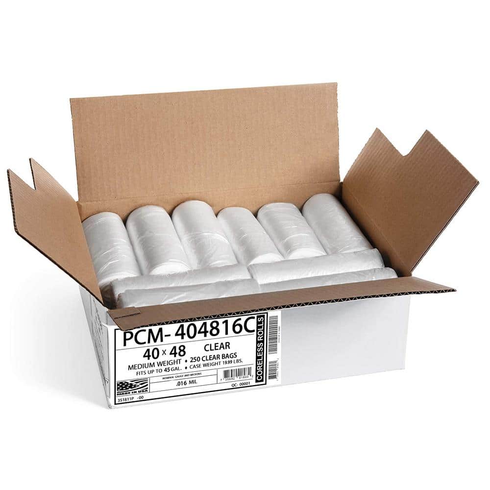 45 Gallon Clear High Density Plastic Trash Bags
