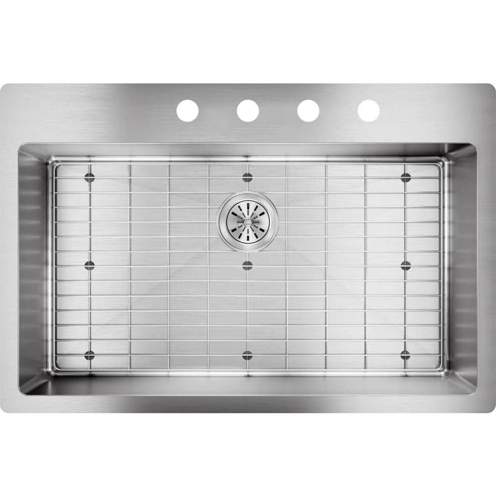 Elkay Crosstown Drop-in/Undermount Stainless Steel 33 in. 4-Hole Single  Bowl Kitchen Sink with Bottom Grid ECTSRS33229TBG4 - The Home Depot