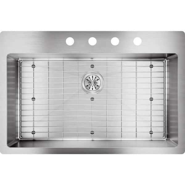 Crosstown 33 in. Drop-In/Undermount Single Bowl 18-Gauge Polished Satin Stainless Steel Kitchen Sink Kit w/ Accessories