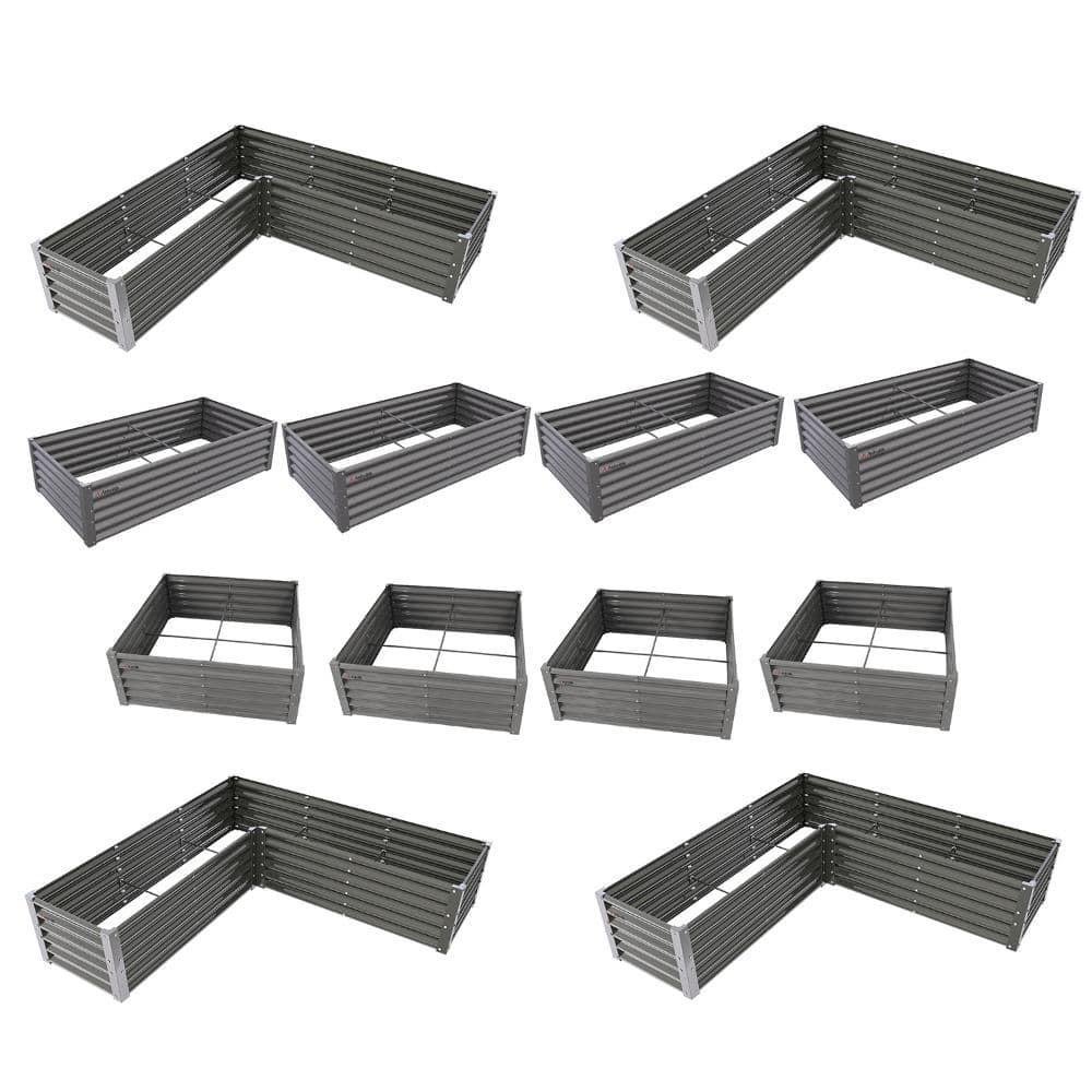 12-Piece Gray Metal Raised Planter Boxes for Flower Planters Vegetables price history on PriceWatchPro