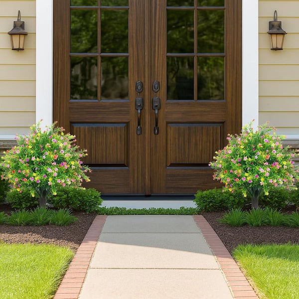 1.3 ft. Artificial Colorful Topiary Ball Trees with Spike, 2-Pack