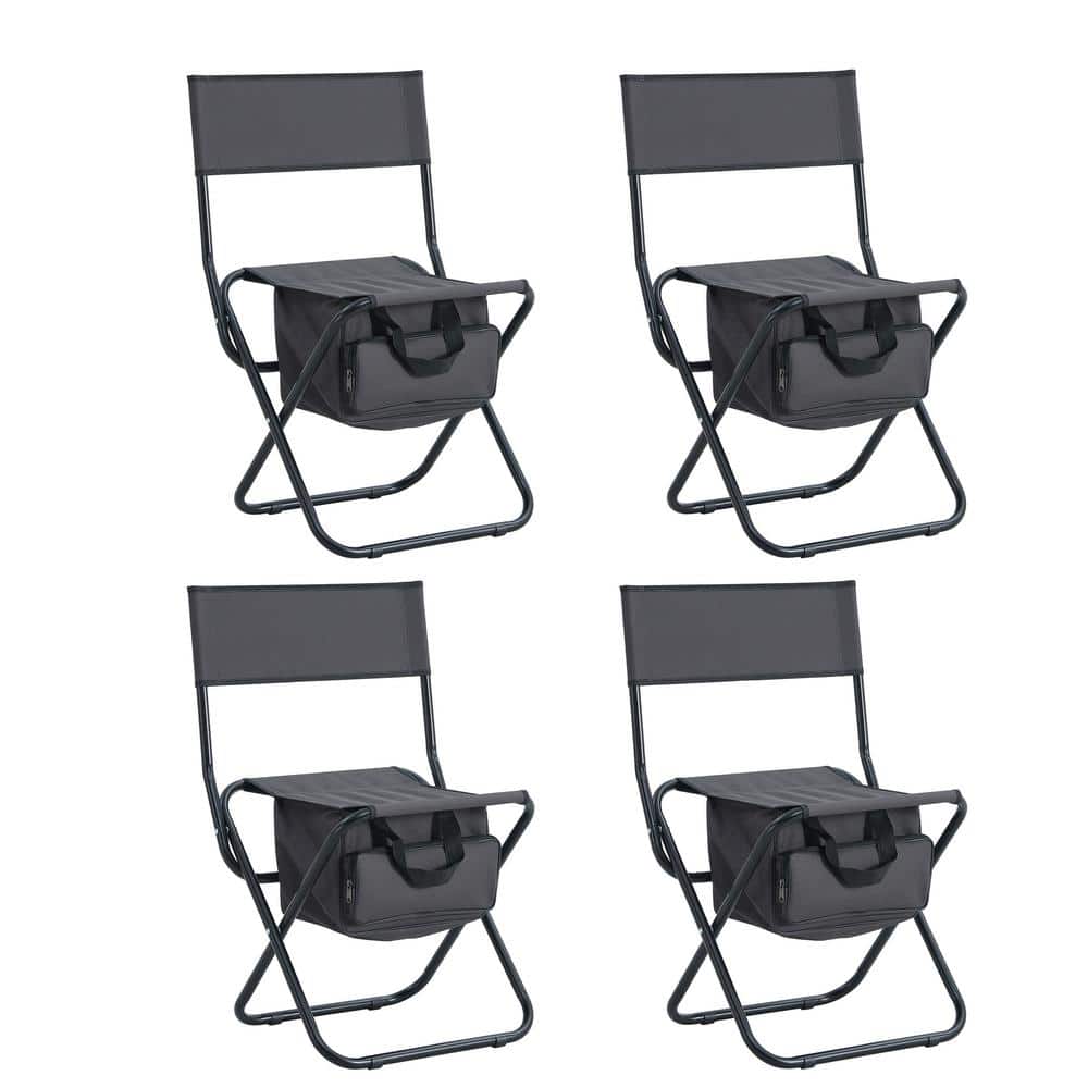 5 Pieces Black Frame Aluminum Outdoor Folding Dining Set Patio Bistro Setfo
