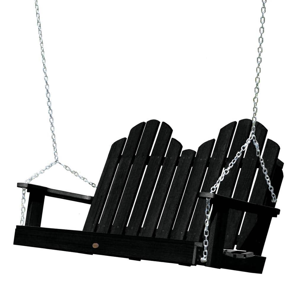 Classic Westport 4 ft. 2-Person Black Recycled Plastic Porch Swing