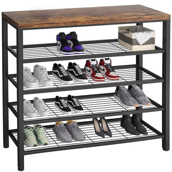 5-Tier Stackable Shoe Rack, Sturdy Shelf Storage for Bedroom, Entryway, Hallway, and Closet - Black