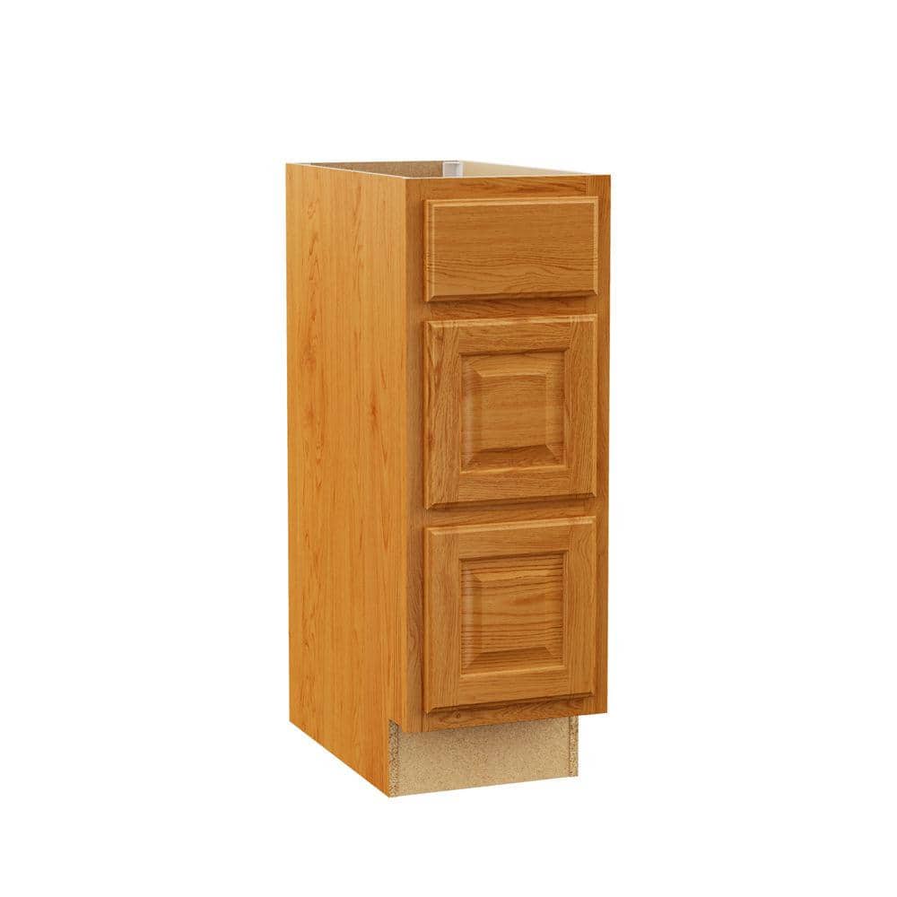 Medium Oak 3-Drawer Bathroom Vanity Base Cabinet