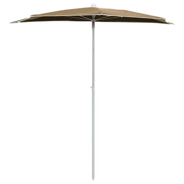 ATENGNES 70.9 in. x 35.4 in. Garden Half Parasol with Pole Semicircle Patio Umbrella Sand