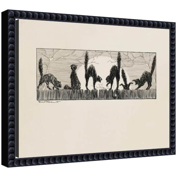 Sylvie "Black Cats at Night" by Nostalgia Prints Animals Framed Canvas Art Print 10 in. x 13 in.