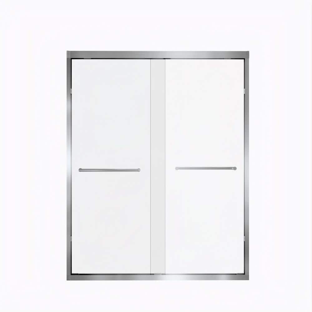 48 in. W x 72 in. H Double Sliding Framed Shower Door in Brushed Nickel Finish with SGCC 1/4'' Clear Tempered Glass price history on PriceWatchPro