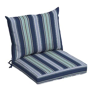 21 in. x 21 in. Sapphire Aurora Blue Stripe Outdoor Dining Chair Cushion