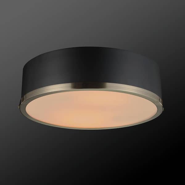 Globe Electric Selina 14 In 2 Light Matte Black Flush Mount Ceiling With Frosted Glass Shade 60309 The Home Depot - Globe Electric Led Ceiling Light