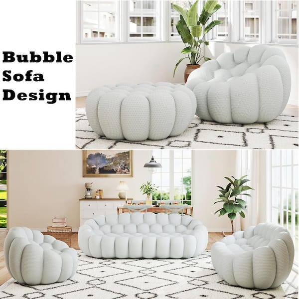 Magic Home (Set of 2) Bubble Couch, 49 in. Gray Mesh Fabric Curved