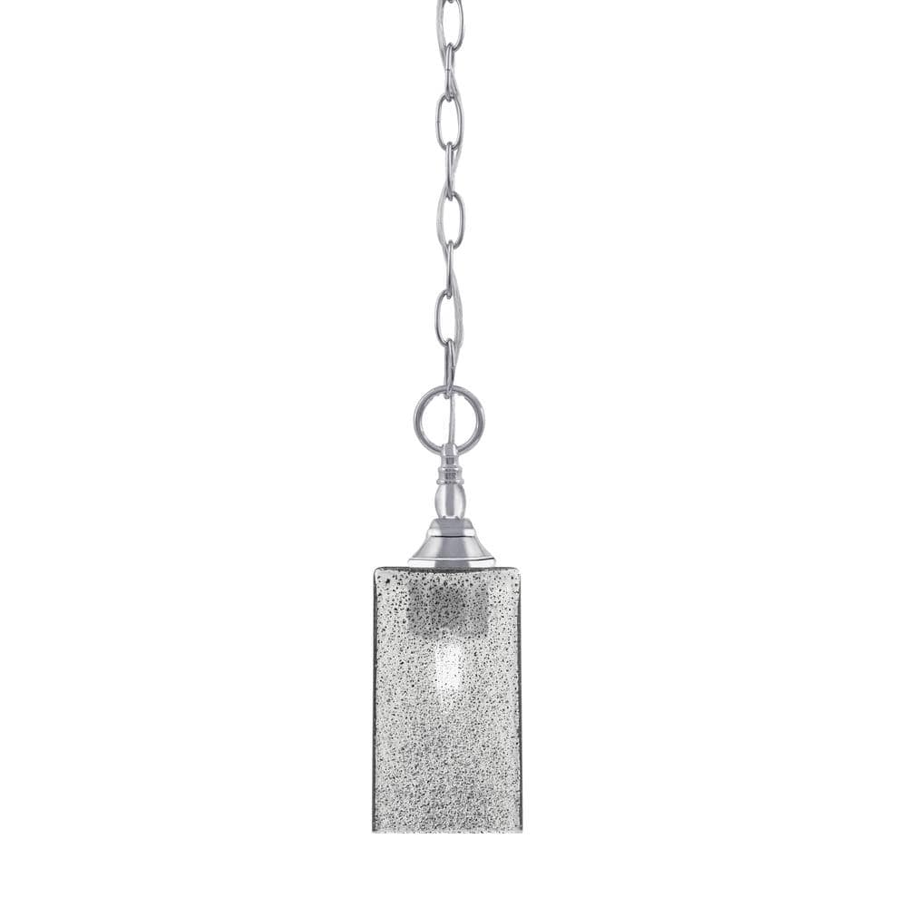 Elva 100-Watt 1-Light Chrome Shaded Pendant Light with 3.5 in. Smoke Bubble