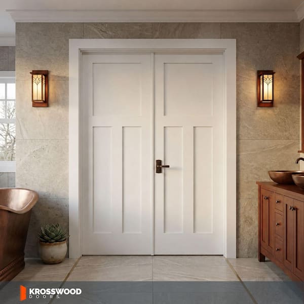 Krosswood Doors 48 in. x 96 in. Craftsman Shaker 3-Panel Right