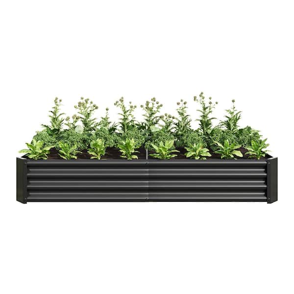 WELLFOR 70.87 in. L x 35.83 in. W x 11.81 in. H Black Metal Rectangular Outdoor Raised Garden Bed Planter Box (1-Pack)