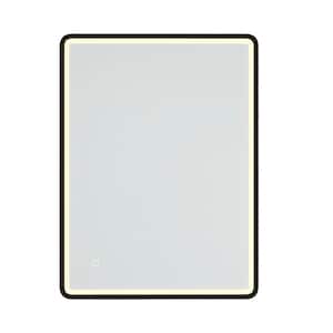 32 in. W x 24 in. H Rectangular Black Framed Wall-Mount Anti-Fog LED Light Bathroom Vanity Mirror