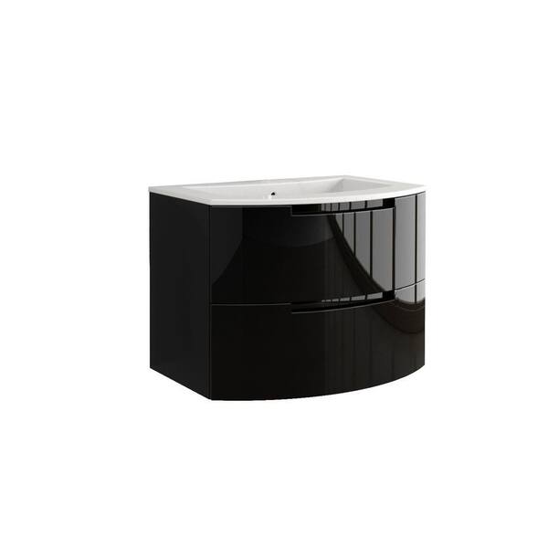LaToscana Oasi 39 in. Bath Vanity in Glossy Black with Tekorlux Vanity Top in White with White Basin