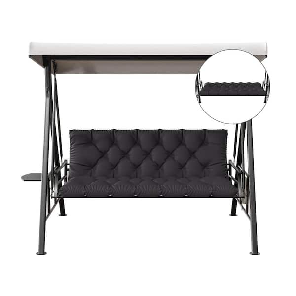 60 in. x 40 in. x 5 in. 2-3 Seater Contoured Replacement Outdoor Porch Swing Cushion with Backrest Bench Cushion Grey