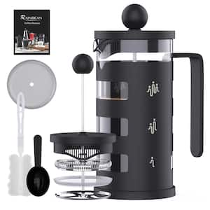 3-Cup Black French Press Coffee Maker with Heat Resistant Borosilicate Glass