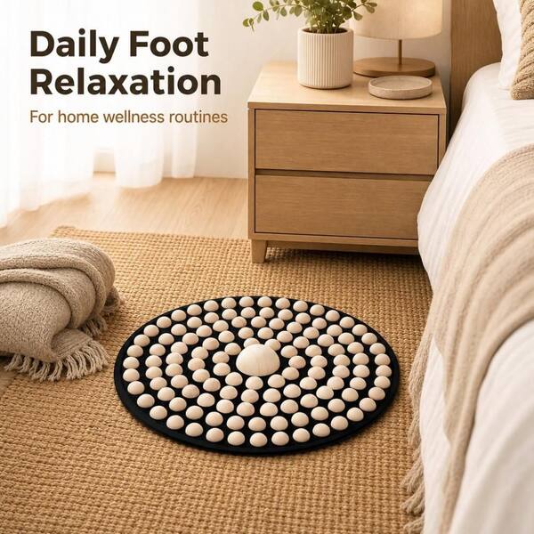 Wudkey 19.7 in. Portable Wooden Foot Massage Mat with Acupressure