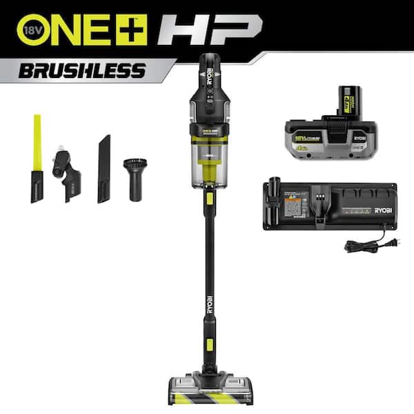 RYOBI ONE+ HP 18V Brushless Cordless Advanced WHISPER Series Stick Vacuum Kit with 4.0 Ah Battery and Charger