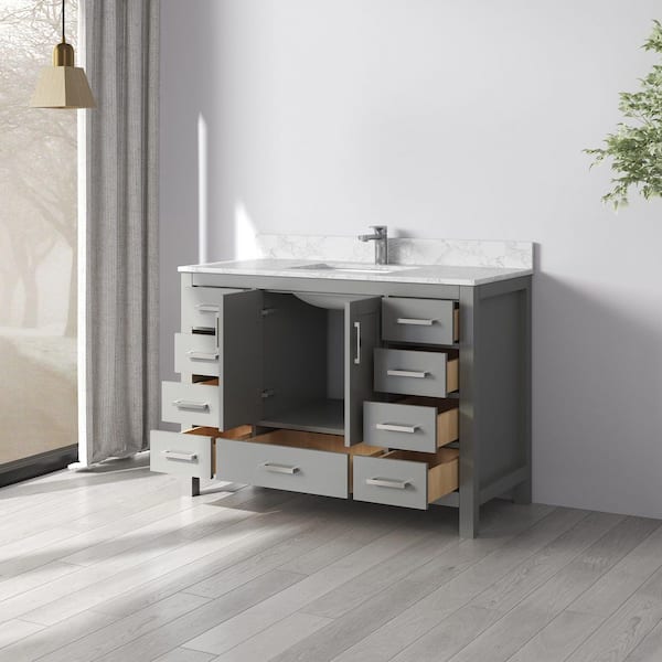 Aeterna 48 in. W x 22 in. D x 34 in. H Single Sink Freestanding Bath Vanity in Gray with Cultured Marble Top