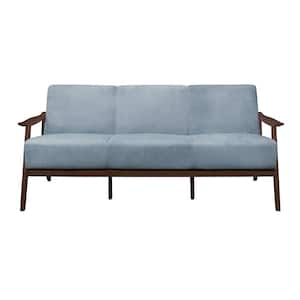 Lonita 73 in. W Straight Arm Velvet Rectangle Sofa in. Blue Gray